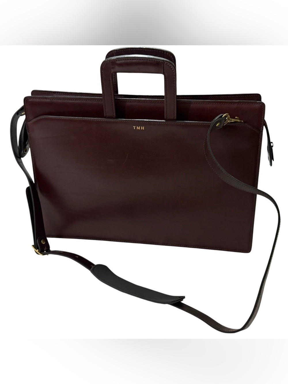 Schlesinger Vintage Full Grain Cowhide Leather Briefcase Oxblood Burgundy USA